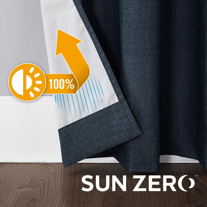Sun Zero ستارة شمس زيرو كولومبيا 2-باك حرارية موفرة للطاقة 100% تعتيم مع حلقات، 50" × 84"، أزرق بحري - Image 5